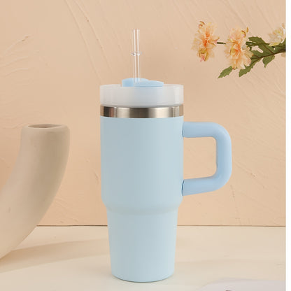 Stainless Steel Tumbler with Handle and Straw