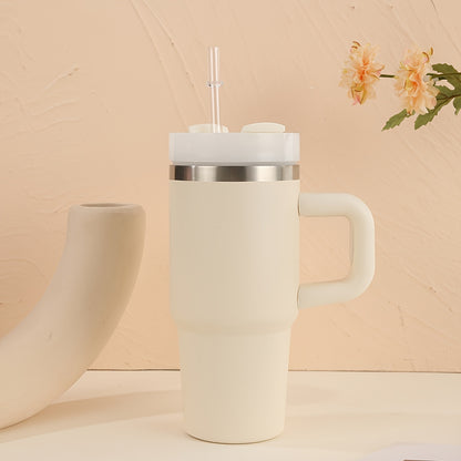 Stainless Steel Tumbler with Handle and Straw