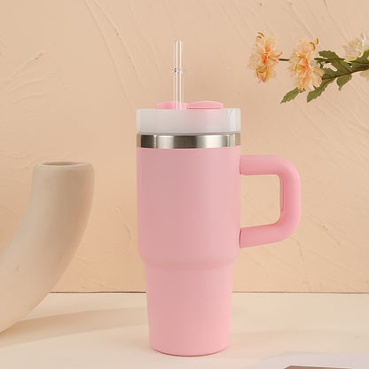 Stainless Steel Tumbler with Handle and Straw